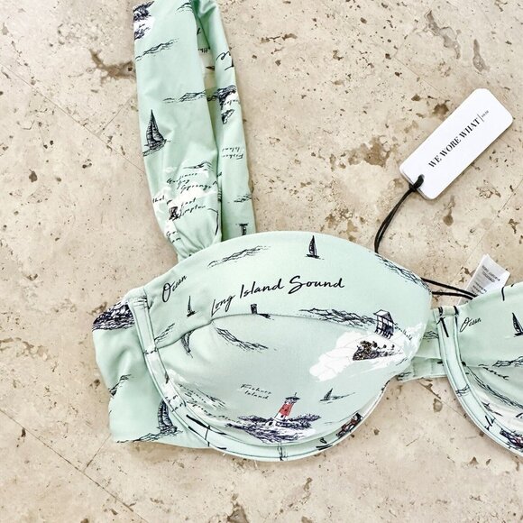 NEW $95 We Wore What Claudia Bikini Top Size Large Hamptons Map - Picture 4 of 9